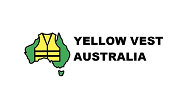 The logo of the Yellow Vest Australia party on a white background.