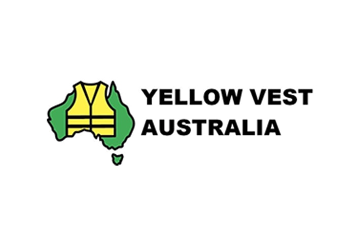 The logo of the Yellow Vest Australia party on a white background.