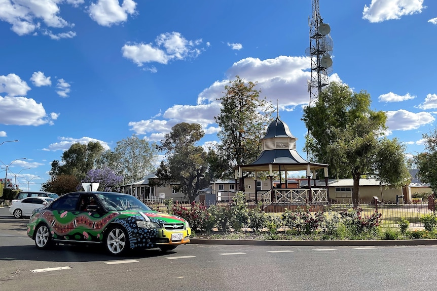 Colourful learner car in the main street of Cunnamulla