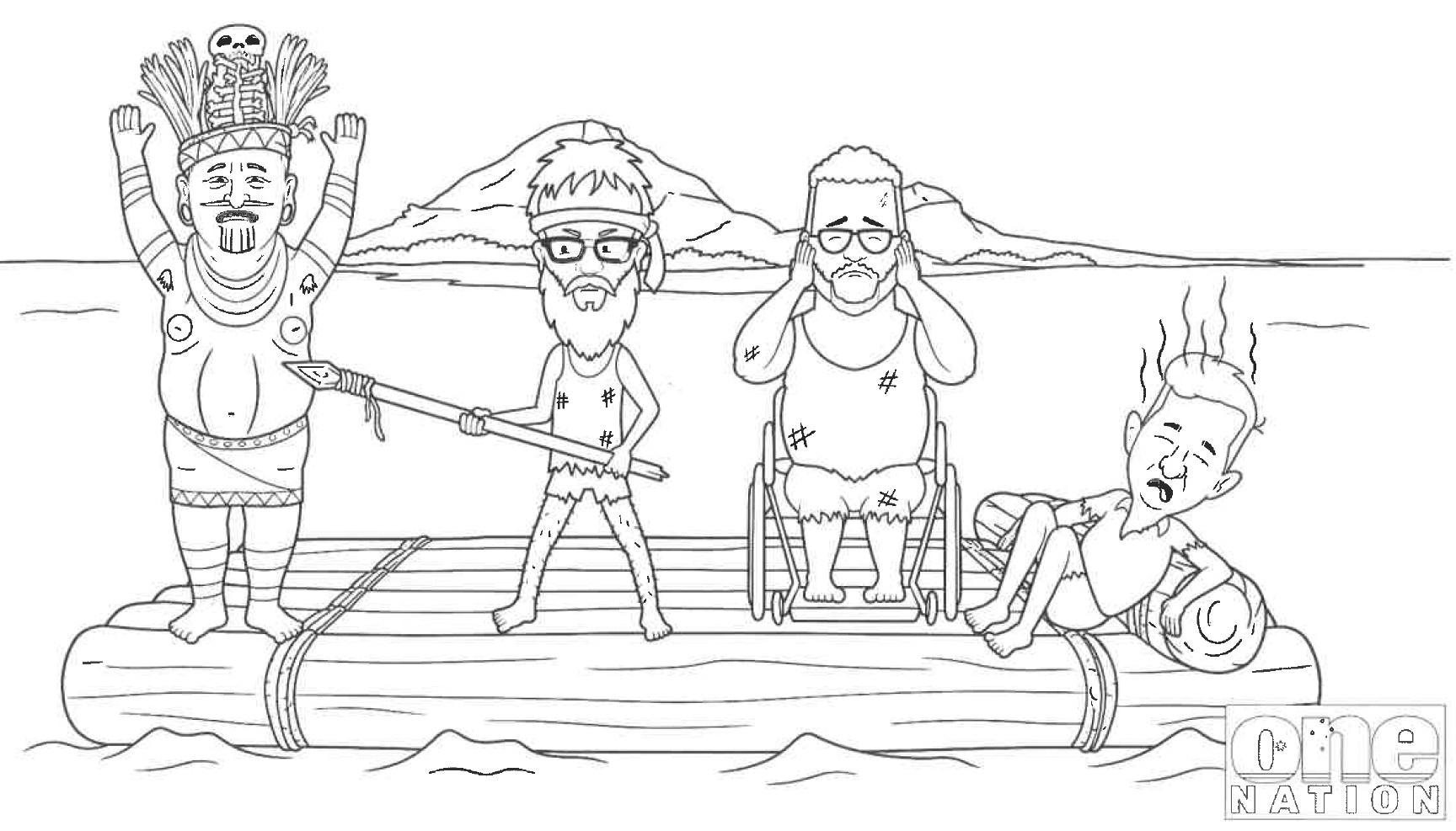 An image depicts what appears to be federal politicians on a raft.