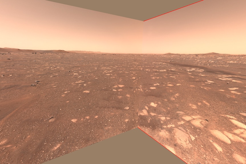 View of airfield in Jezero Crater taken from Perseverance rover