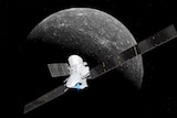 Artist's impression of BepiColombo spacecraft approaching Mercury.