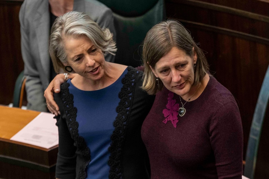 Cassy O'Connor and Rosalie Woodruff in parliament.