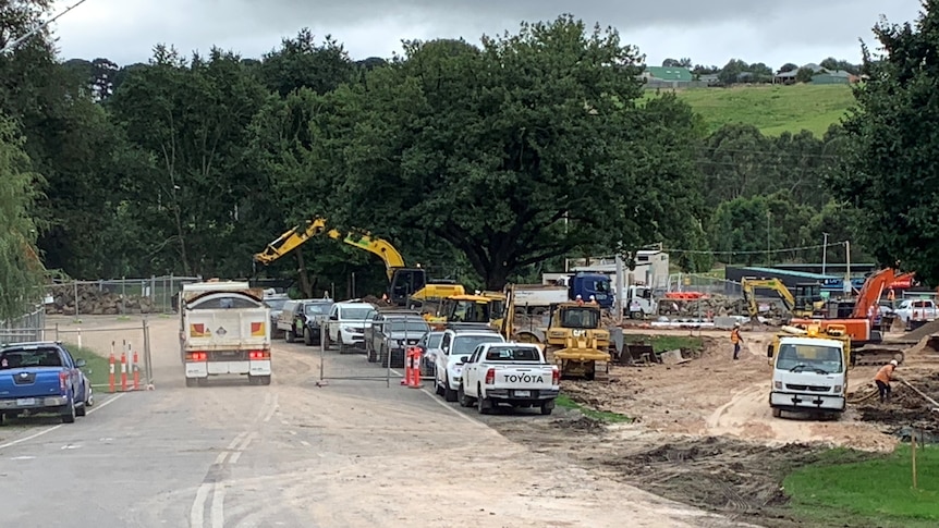 construction site on side othe road.