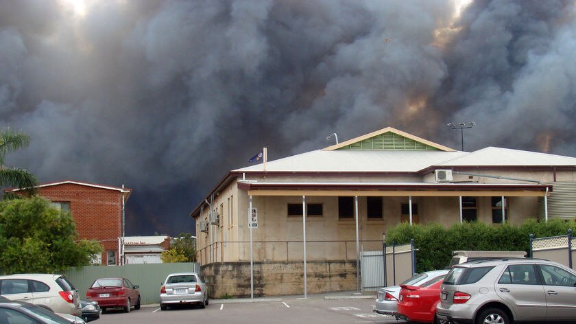 Smoke rises over Port Lincoln's Post Office