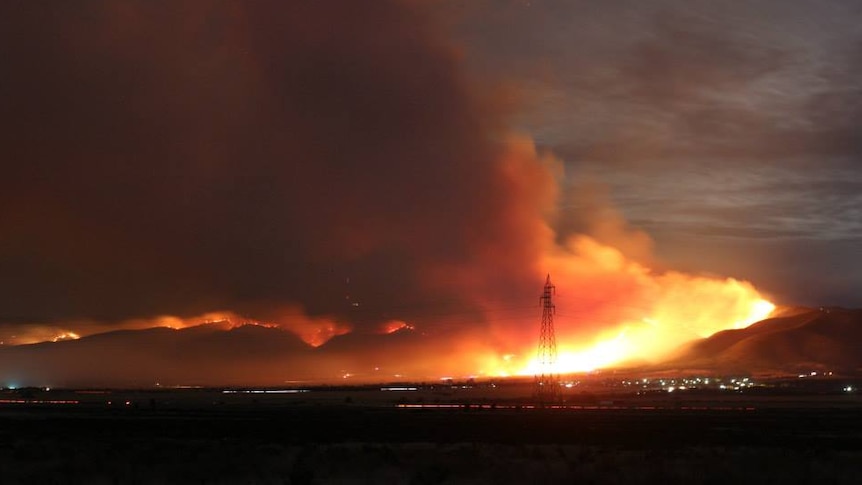 Glow of flames at Bangor