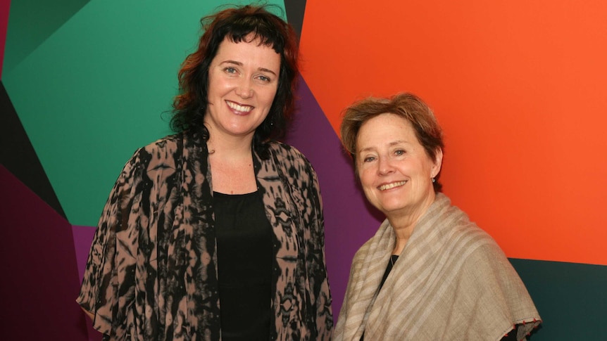 Life Matters host Natasha Mitchell pictured with Alice Waters of the slow food movement at the ABC studios.