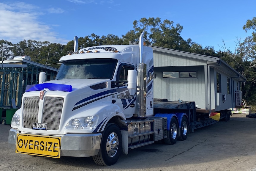 House bound for outback Queensland on the back of a truck