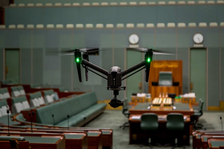 Special approval was needed to bring drones into Parliament.
