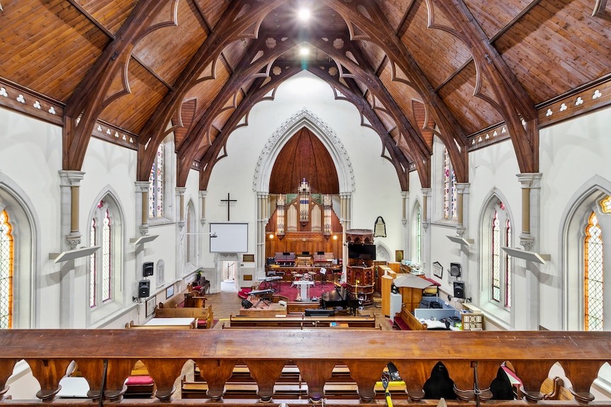 An interior of a church.