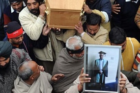 The funeral for Indian student Nitin Garg, stabbed to death in Melbourne on January 2nd. (AFP: Narinder Nanu)