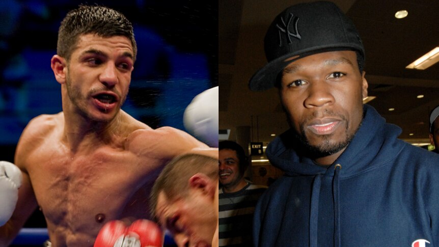 Composite of Australian boxer Billy Dib and 50 Cent
