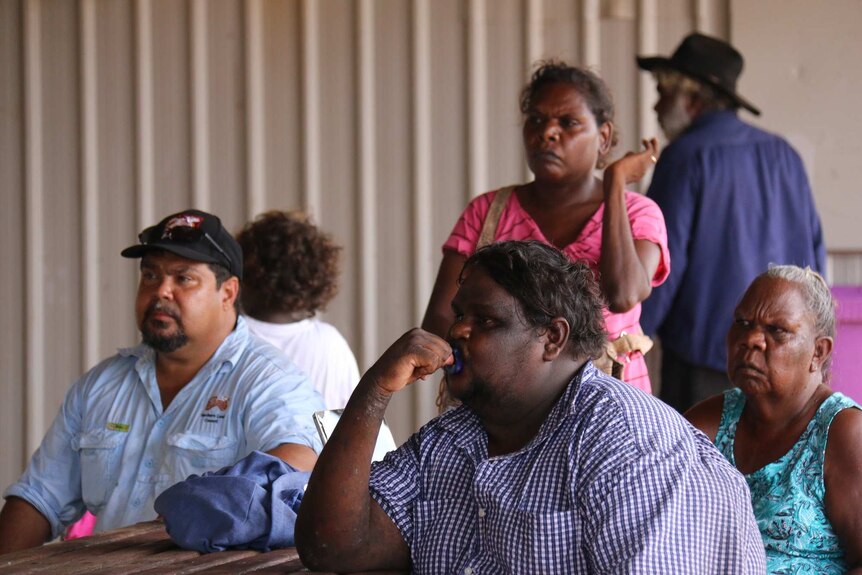 Borroloola residents listen to the independent monitor