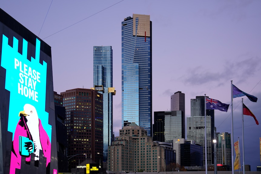 South Bank at night in Melbourne.