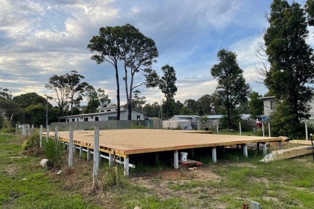 Foundation scafolding of new home build on vacant block of land 