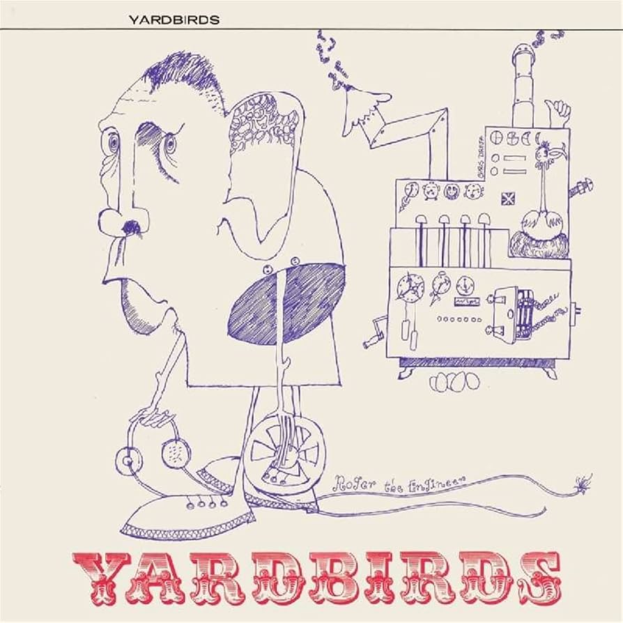 A pen-drawn of a caricature of a studio engineer and an old recording desk