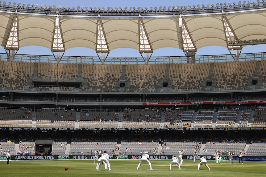 Perth Stadium looks empty as cricket is played