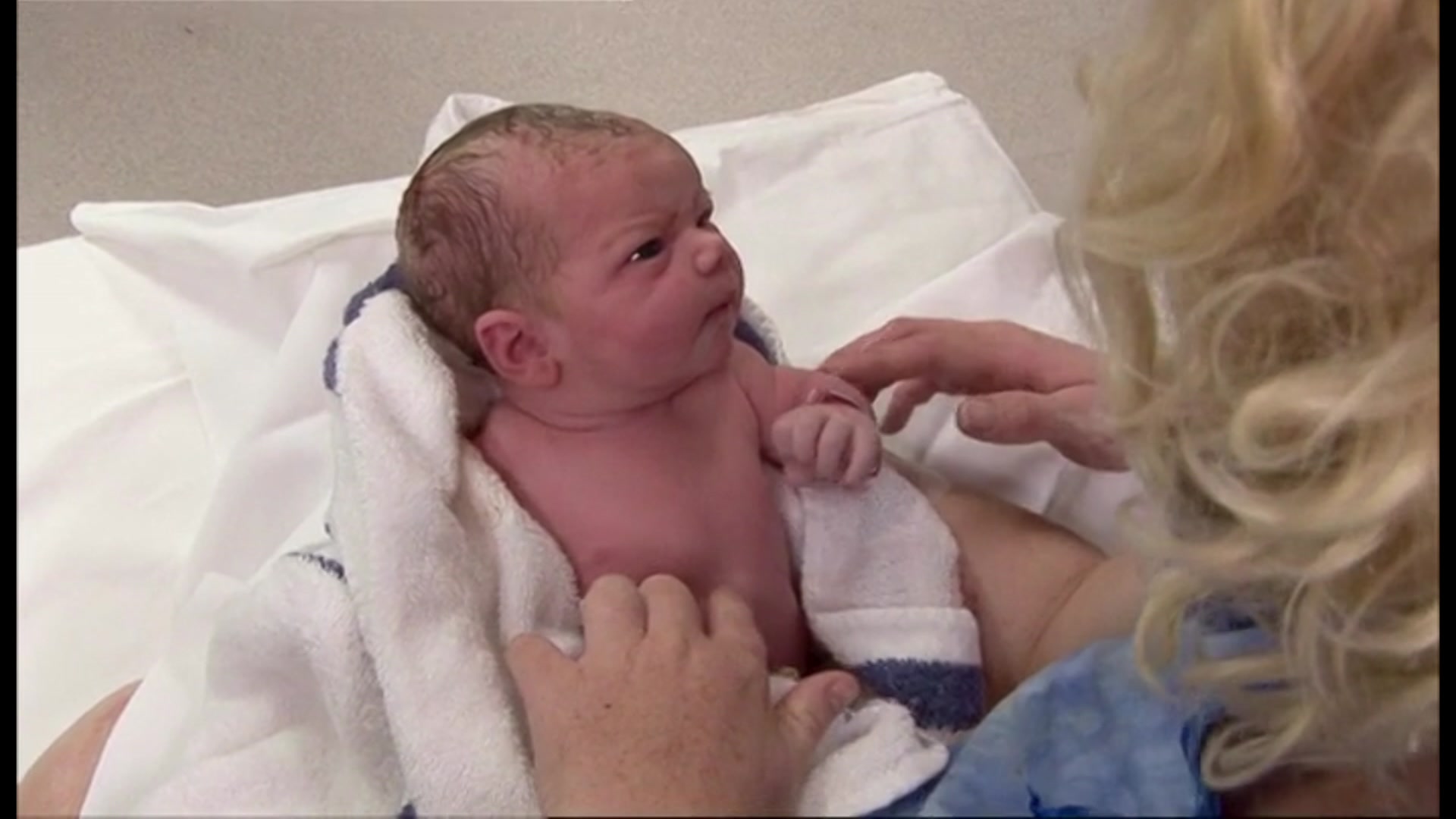 A freshly newborn baby.