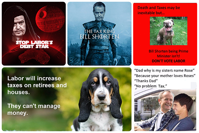 A series of 'boomer memes' depicting Bill shorten as Game of Thrones and Star Wars baddies.
