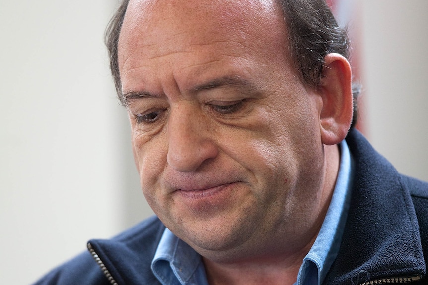 Pike River Coal CEO Peter Whittal reacts during a press conference on the mining disaster in Greymouth on November 25, 2010.