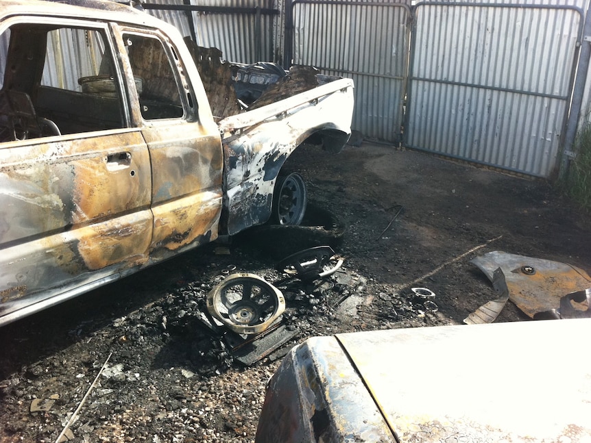 Explosion and fire destroyed the vehicle