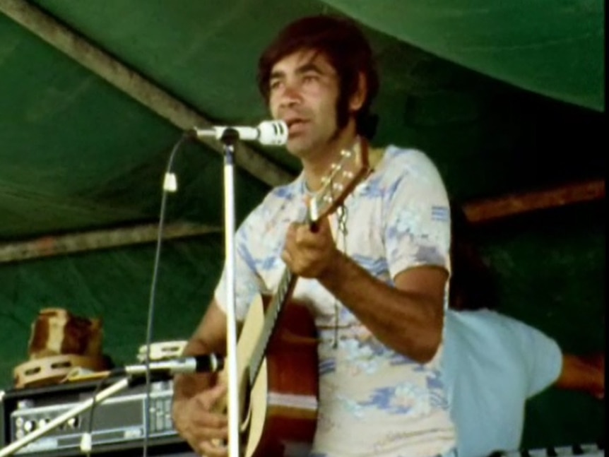 Bobby McLeod at the First Aboriginal Country and Western Festival, Canberra, 1976.