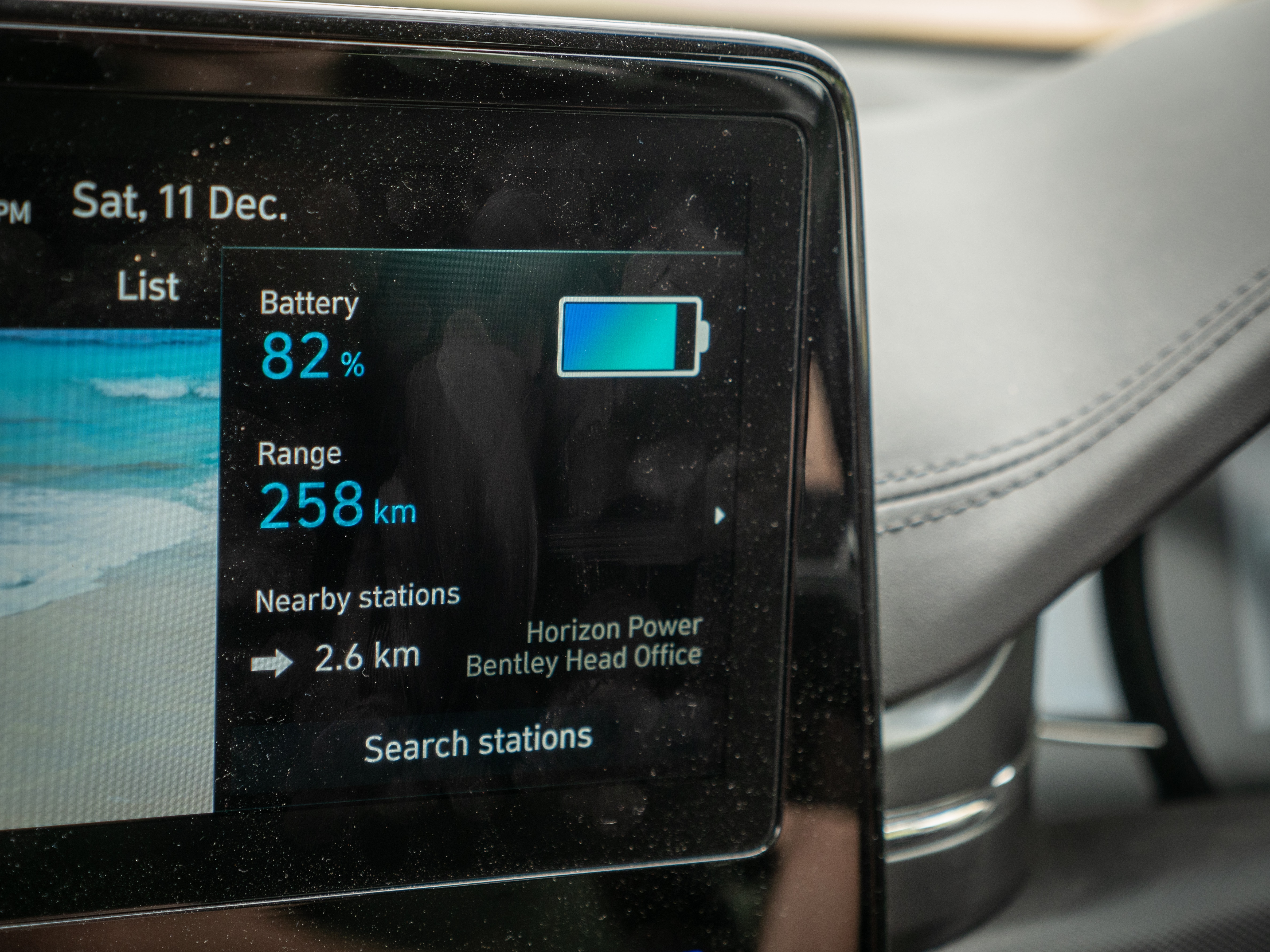 A display screen showing battery life in an electric vehicle