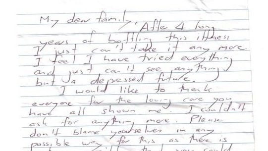 The draft note R U OK Day co-founder Graeme Cowan wrote in 2004 when he considered suicide.