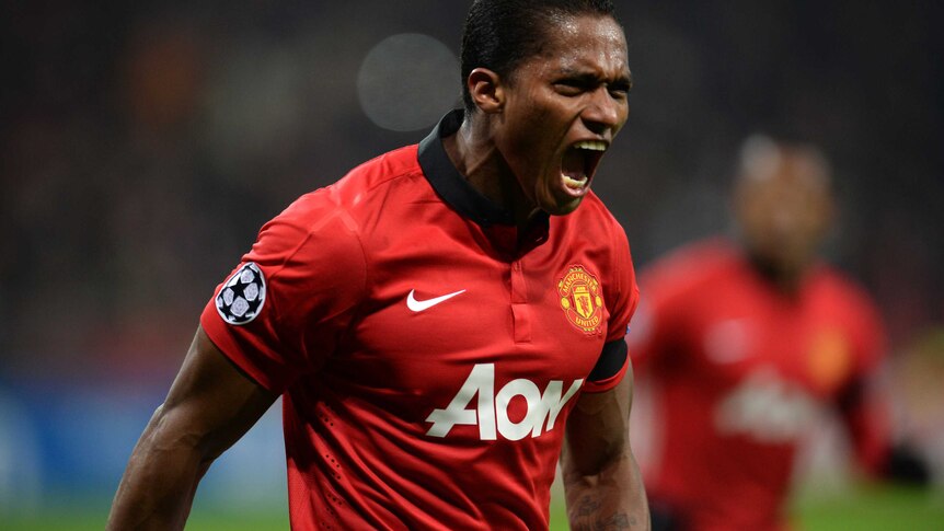 Valencia celebrates scoring against Leverkusen