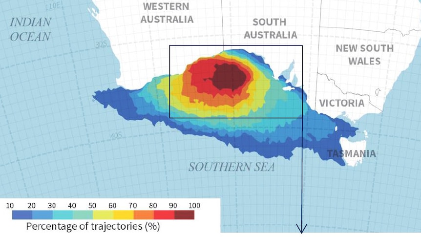 Report's modelling of where an oil spill might extend from Great Australian Bight