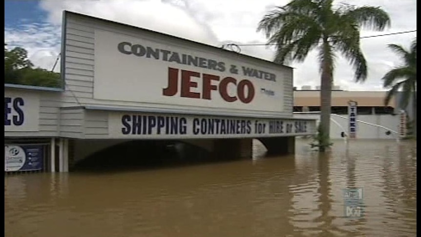 Several businesses in Gympie's main street have been inundated.