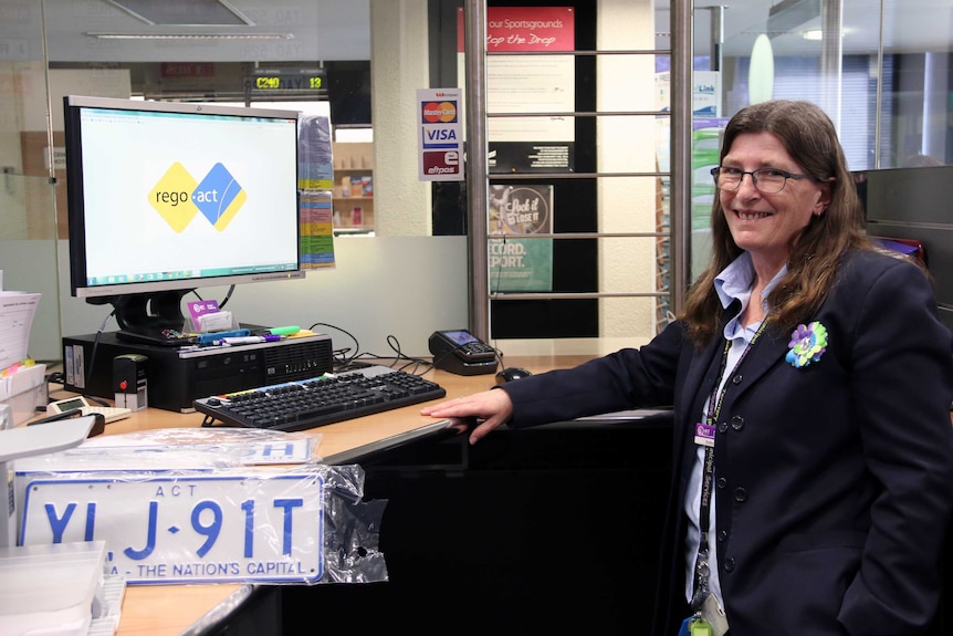 Shelley Martin is an attendant at the ACT Motor Vehicle Registry in Dickson.