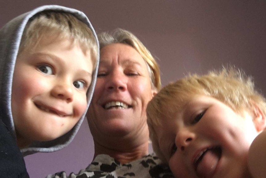 Adelaide mum Lisa Bridger with her sons Chase and Phoenix.