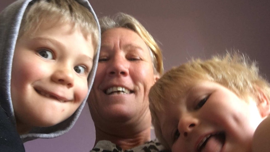 Adelaide mum Lisa Bridger with her sons Chase and Phoenix.