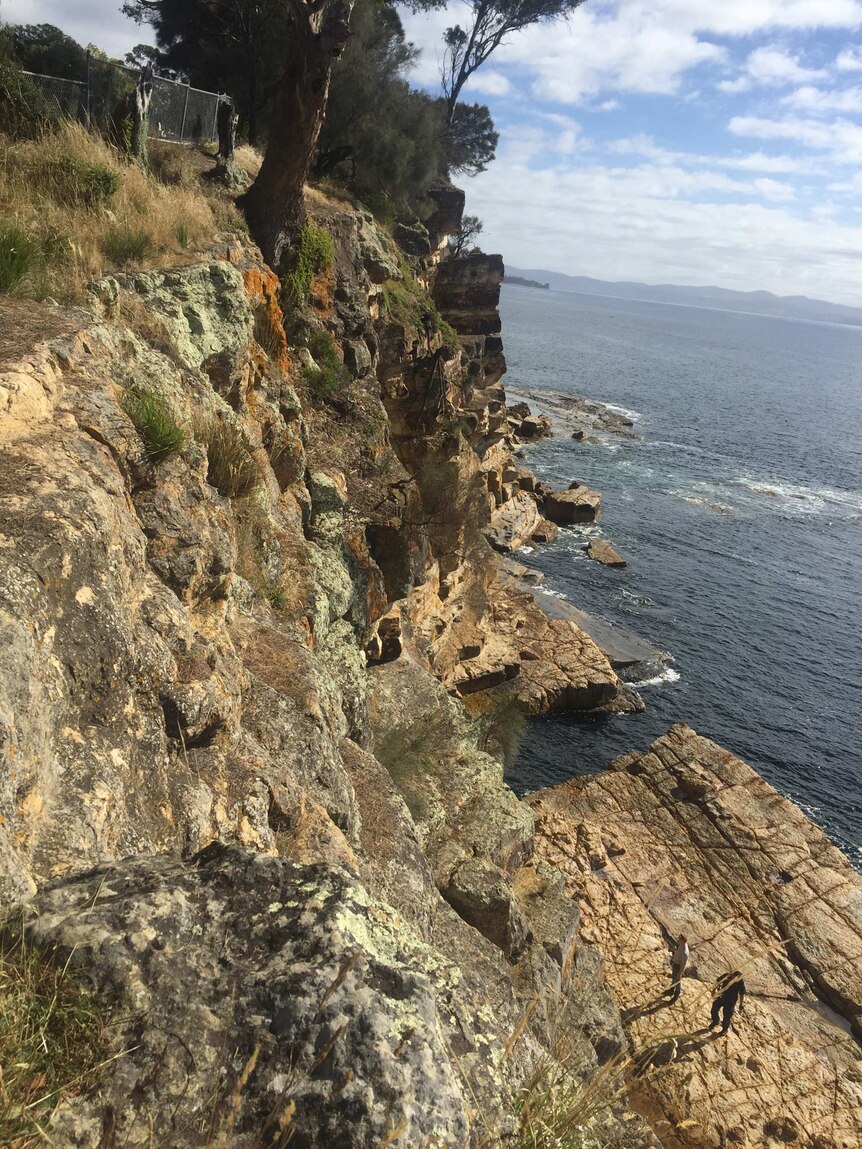 The cliff where the 17 year old fell to her death at Blackmans Bay January 29 2017