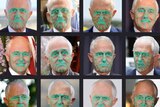 A grid of Malcolm Turnbull heads with facial recognition meshes overlayed.