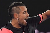 Nick Kyrgios shows his frustration at the Australian Open
