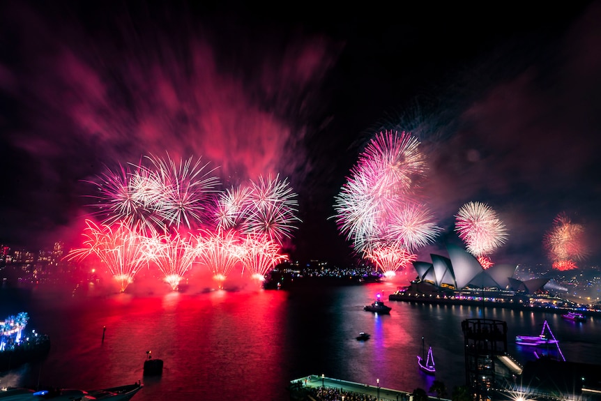 Fireworks light up Sydney Harbour.