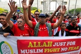 Muslim protesters in Malaysia