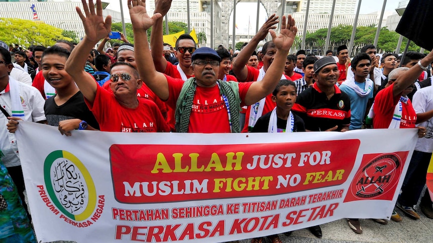 Muslim protesters in Malaysia