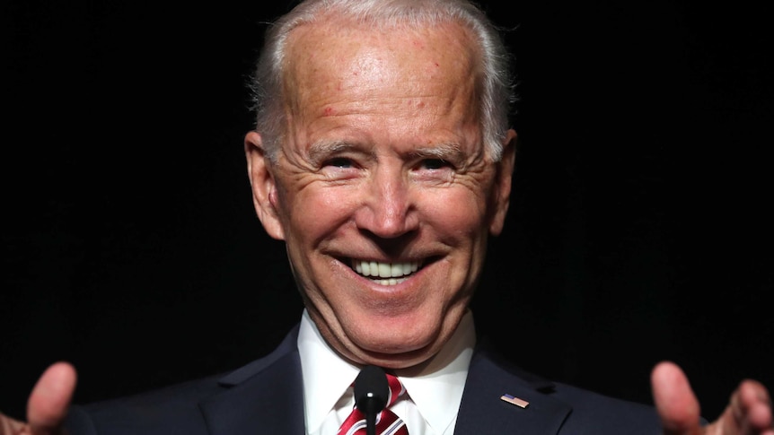 Former US Vice President Joe Biden smiling