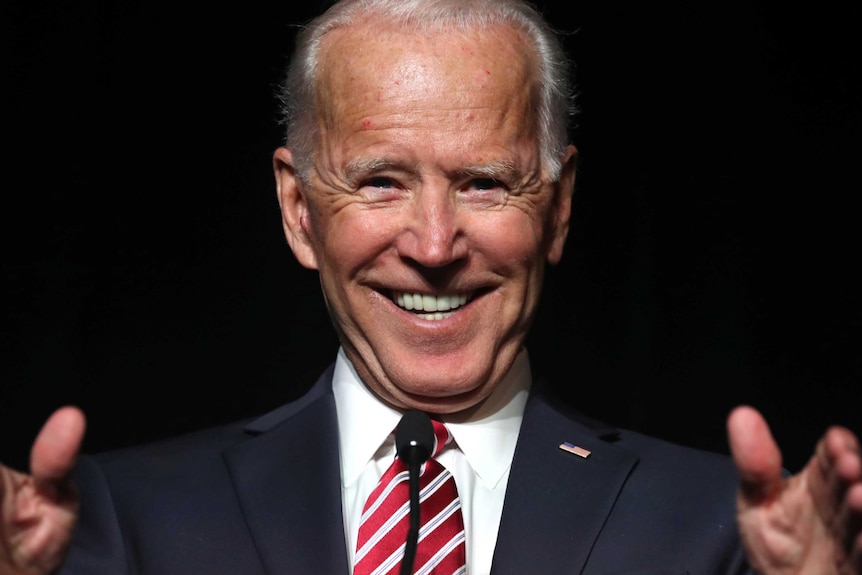 Former US Vice President Joe Biden smiling