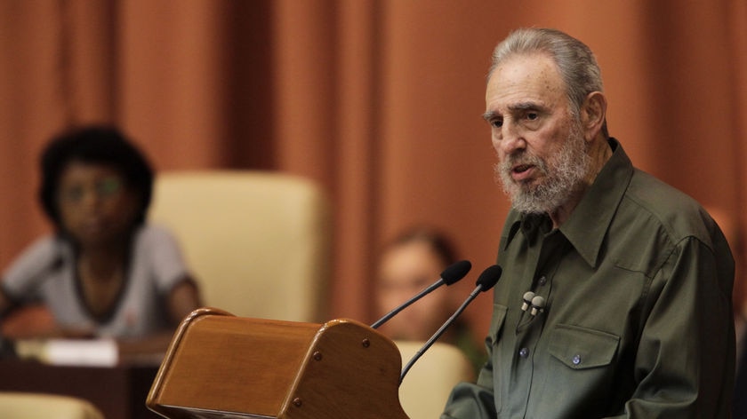 Fidel castro addresses Cuban parliament