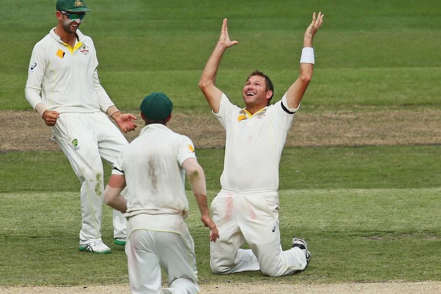 Ryan Harris celebrates return catch