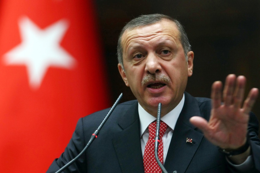 Turkish prime minister Recep Tayyip Erdogan addresses his parliamentary party in Ankara.