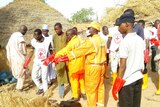 NEMA North East rescue workers attend to the bomb site.