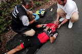 Richie Porte of Australia after his crash.