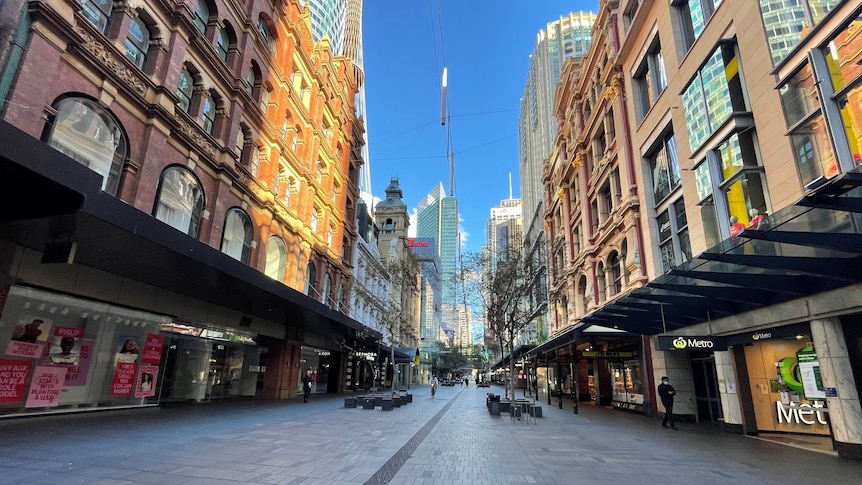 The normally bustling shopping strips at the heart of Sydney's CBD are all but deserted.