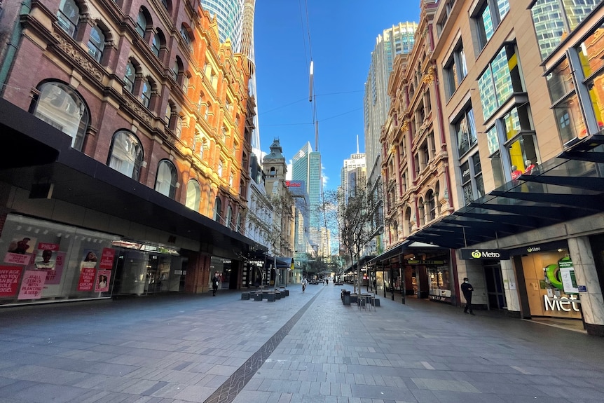 The normally bustling shopping strips at the heart of Sydney's CBD are all but deserted.