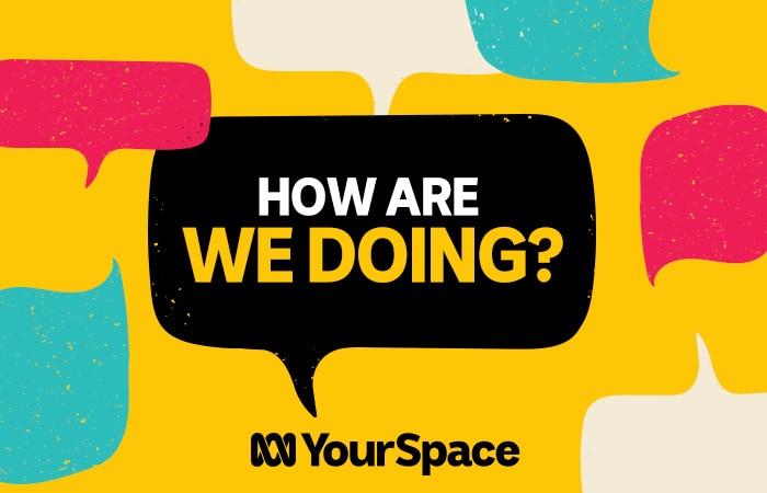 Speech bubbles with text reads: how are we doing